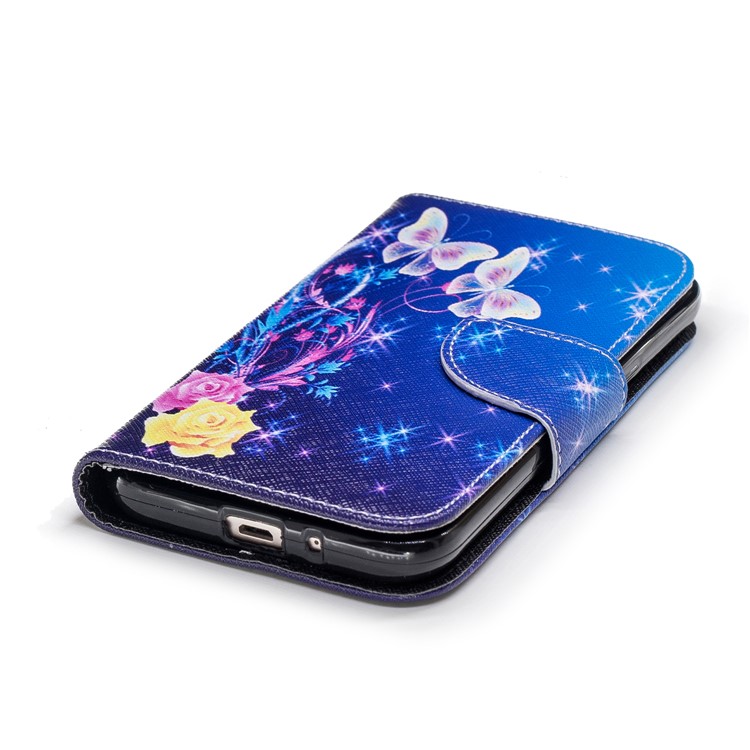 Pattern Printing Wallet Leather Phone Accessory Casing with Stand for Samsung Galaxy J2 Pro 2018 - Roses and Butterflies-7