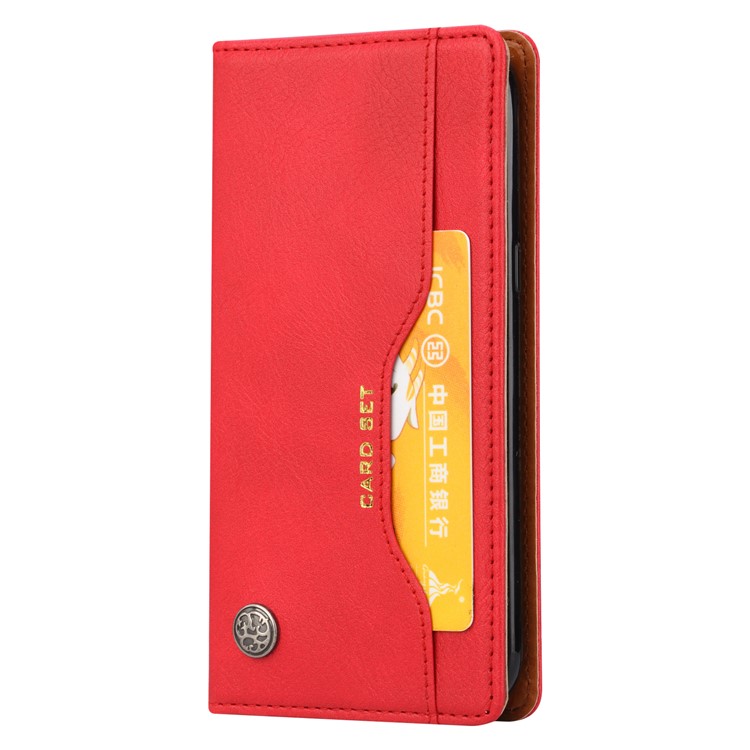 Auto-absorbed Leather Wallet Flip Cover Shell for Samsung Galaxy J2 Pro 2018 - Red-3