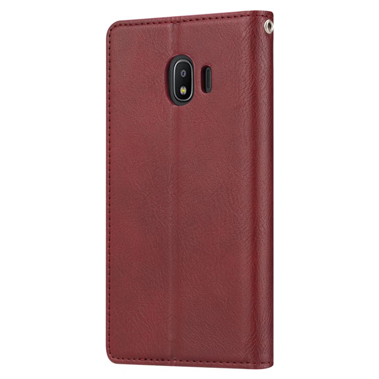 Leather Auto-absorbed Wallet Folio Accessory Case for Samsung Galaxy J2 Pro 2018 - Wine Red-4