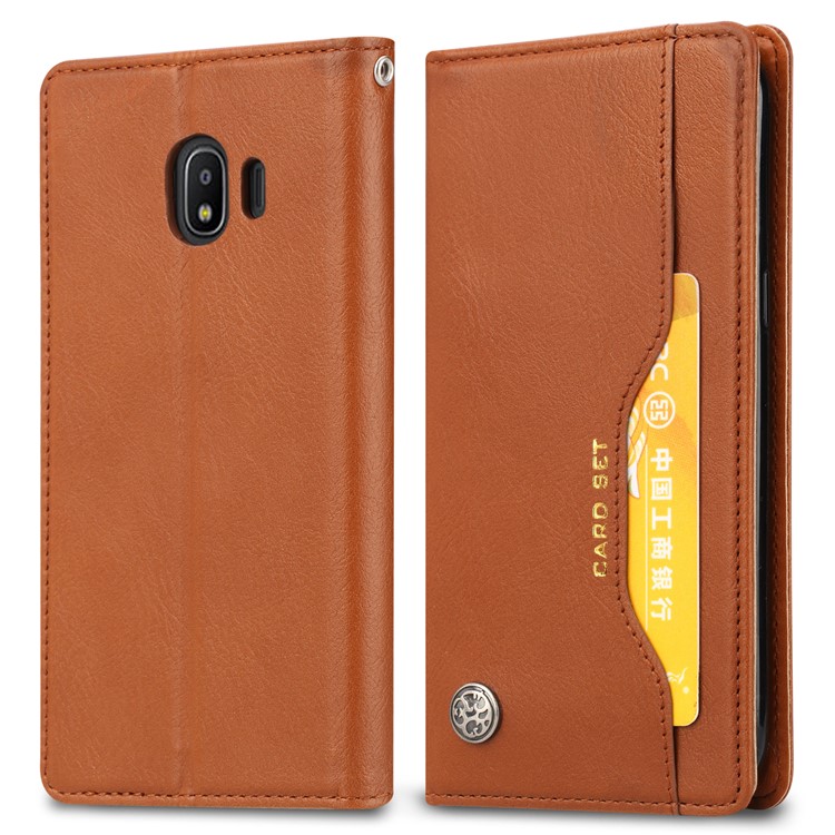 Auto-absorbed Leather Stand Wallet Flip Protective Cover for Samsung Galaxy J2 Pro 2018 - Brown-2