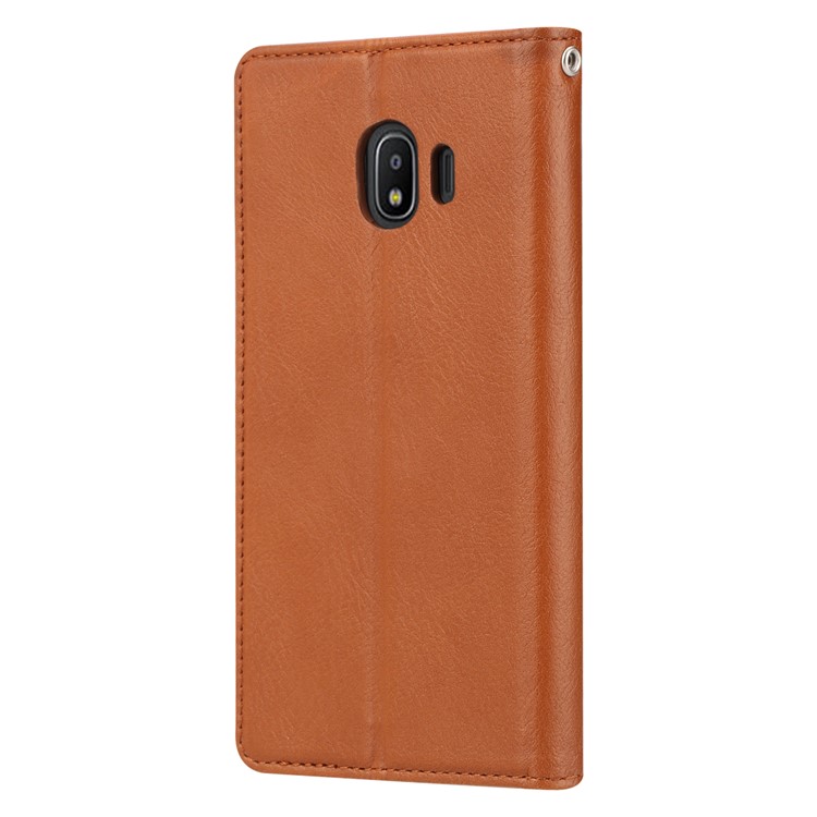 Auto-absorbed Leather Stand Wallet Flip Protective Cover for Samsung Galaxy J2 Pro 2018 - Brown-4