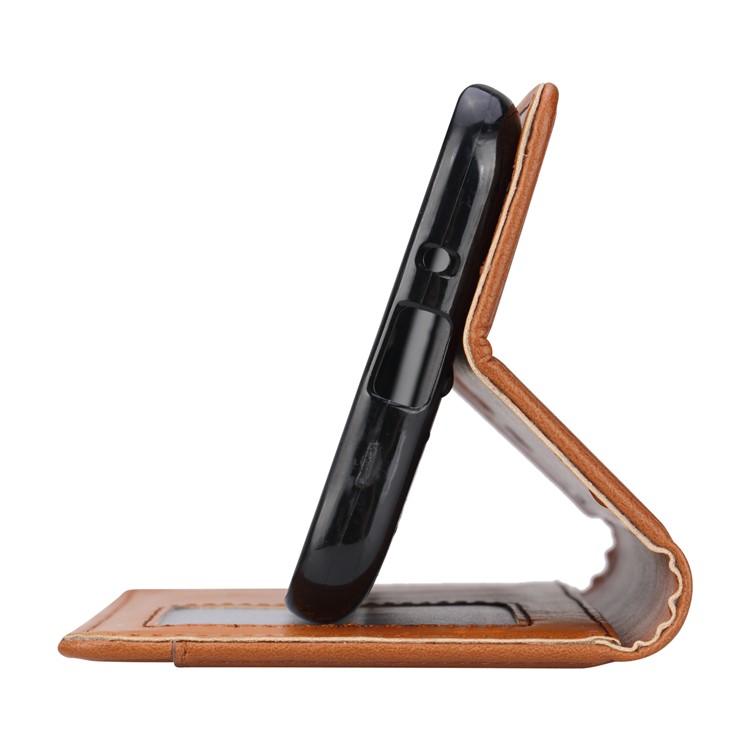 Auto-absorbed Leather Stand Wallet Flip Protective Cover for Samsung Galaxy J2 Pro 2018 - Brown-6