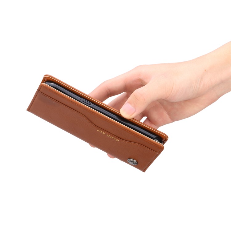 Auto-absorbed Leather Stand Wallet Flip Protective Cover for Samsung Galaxy J2 Pro 2018 - Brown-9