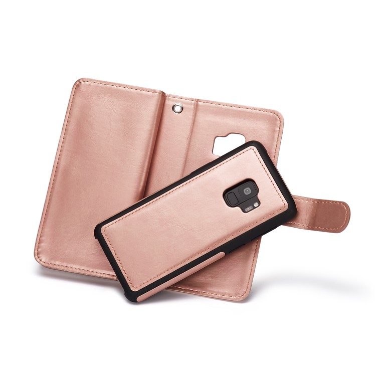 Stripes Pattern Detachable 2-in-1 9 Card Slots Leather Wallet Case for Samsung Galaxy S9 SM-G960 - Rose-5