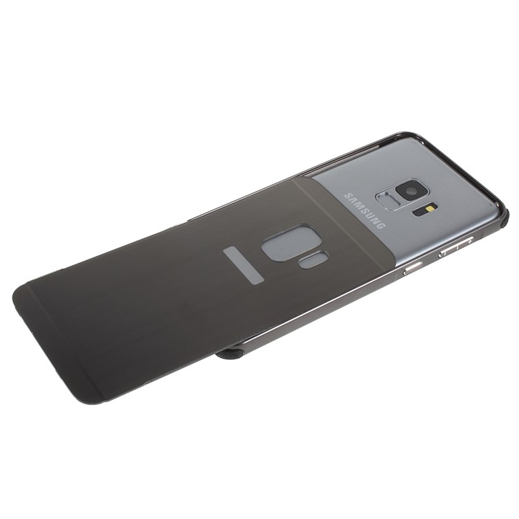 Electroplated Metal Bumper + Brushed PC Back Panel Slide-on Case for Samsung Galaxy S9 SM-G960 - Black-5