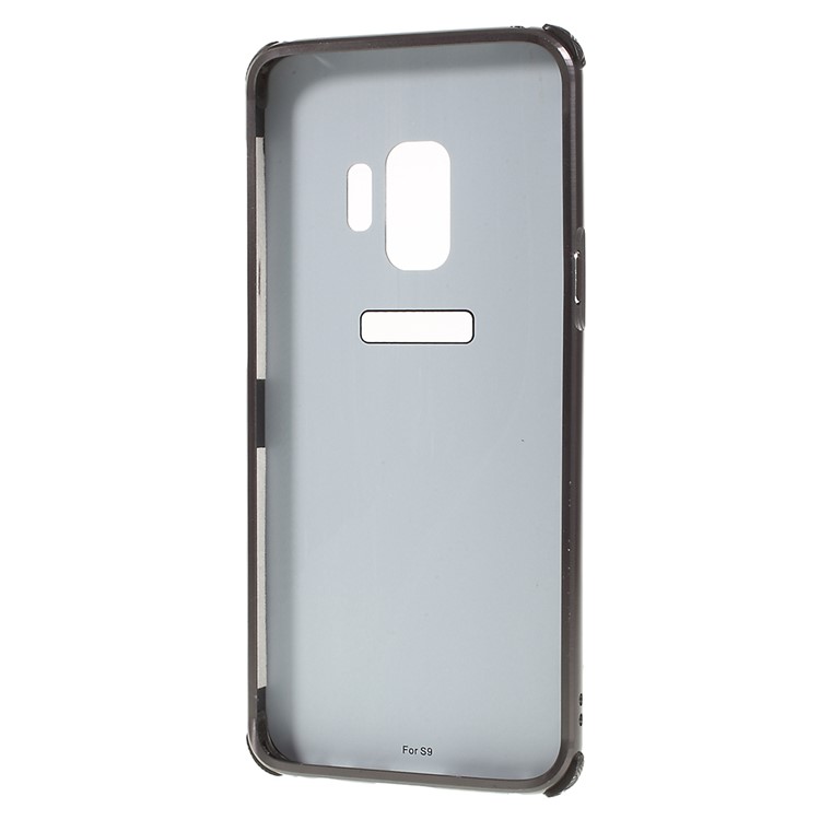 Electroplated Metal Bumper + Brushed PC Back Panel Slide-on Case for Samsung Galaxy S9 SM-G960 - Black-7