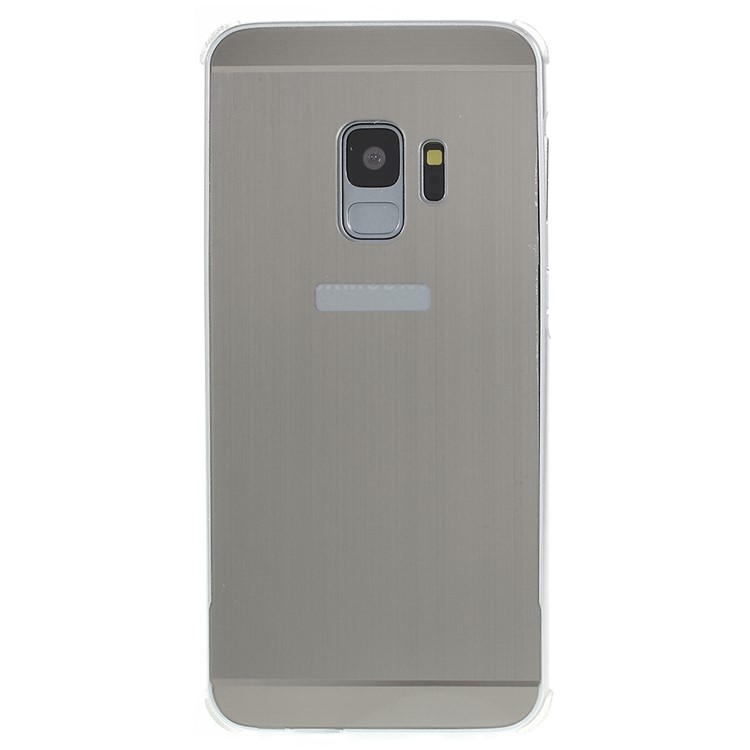 Electroplated Metal Bumper + Brushed PC Back Panel Slide-on Cover for Samsung Galaxy S9 SM-G960 - Silver-1