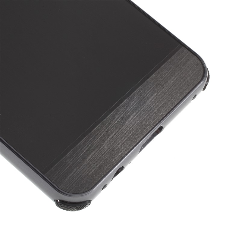 Electroplated Metal Bumper + Brushed PC Back Panel Slide-on Case for Samsung Galaxy A8+ (2018) - Black-4