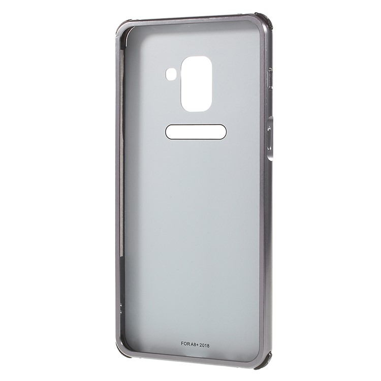 Electroplated Metal Bumper + Brushed PC Back Panel Slide-on Case for Samsung Galaxy A8+ (2018) - Black-7