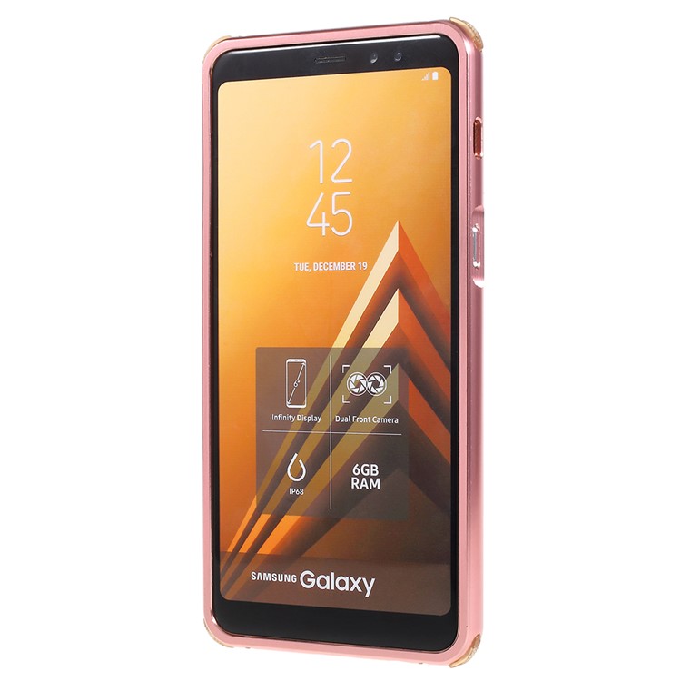 Electroplated Metal Bumper + Brushed PC Back Panel Slide-on Shell for Samsung Galaxy A8+ (2018) - Rose Gold-3