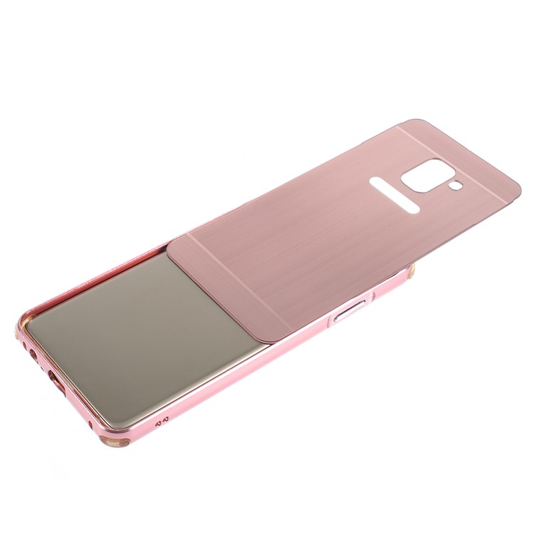 Electroplated Metal Bumper + Brushed PC Back Panel Slide-on Shell for Samsung Galaxy A8+ (2018) - Rose Gold-4
