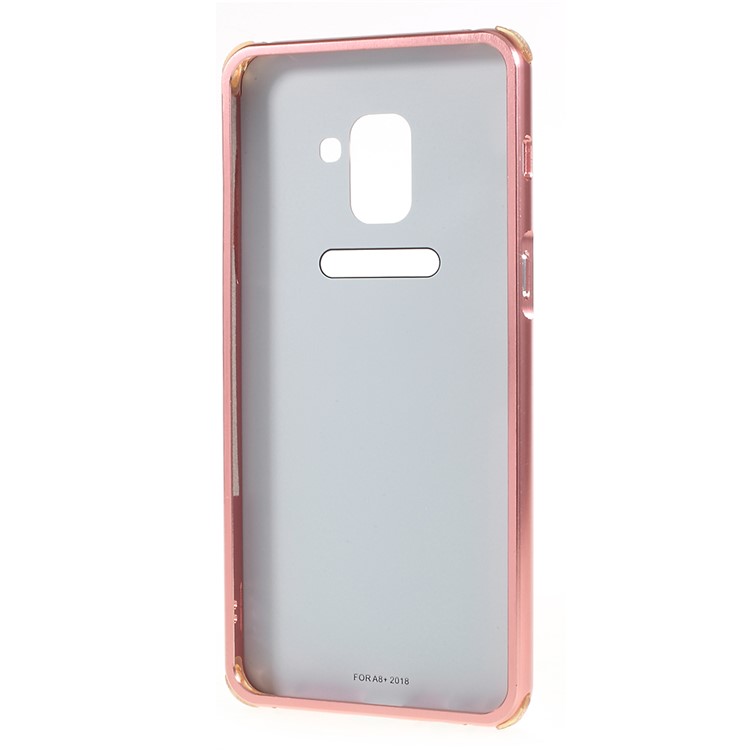 Electroplated Metal Bumper + Brushed PC Back Panel Slide-on Shell for Samsung Galaxy A8+ (2018) - Rose Gold-5