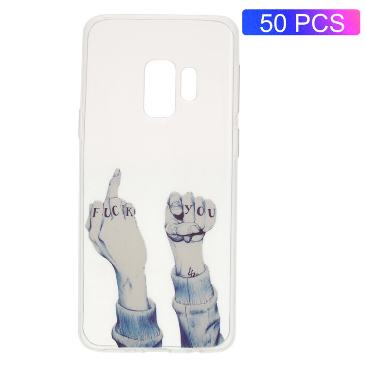 50Pcs/Set Pattern Printing TPU Mobile Case for Samsung Galaxy S9 SM-G960 - Hand Gesture-1