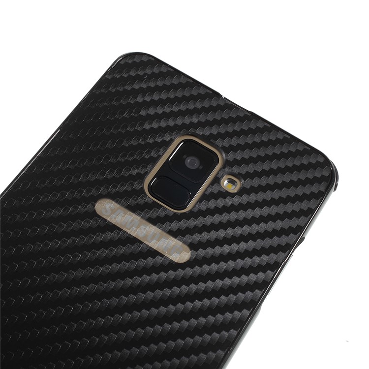 Electroplated Metal Bumper + Carbon Fiber Texture PC Back Panel Slide-on Cover for Samsung Galaxy A8 Plus (2018) - Black-3