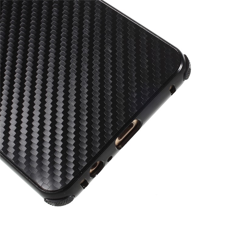 Electroplated Metal Bumper + Carbon Fiber Texture PC Back Panel Slide-on Cover for Samsung Galaxy A8 Plus (2018) - Black-4