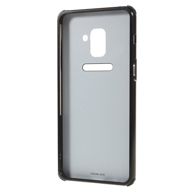 Electroplated Metal Bumper + Carbon Fiber Texture PC Back Panel Slide-on Cover for Samsung Galaxy A8 Plus (2018) - Black-7