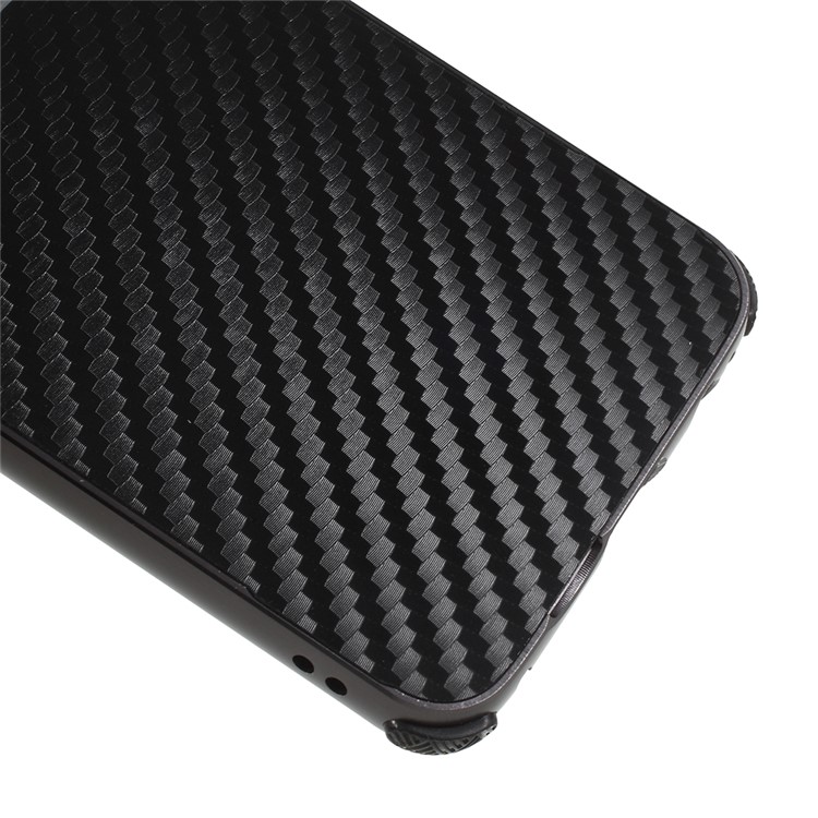 Electroplated Metal Bumper + Carbon Fiber Texture PC Back Panel Slide-on Case Cover for Samsung Galaxy S9 SM-G960 - Black-4