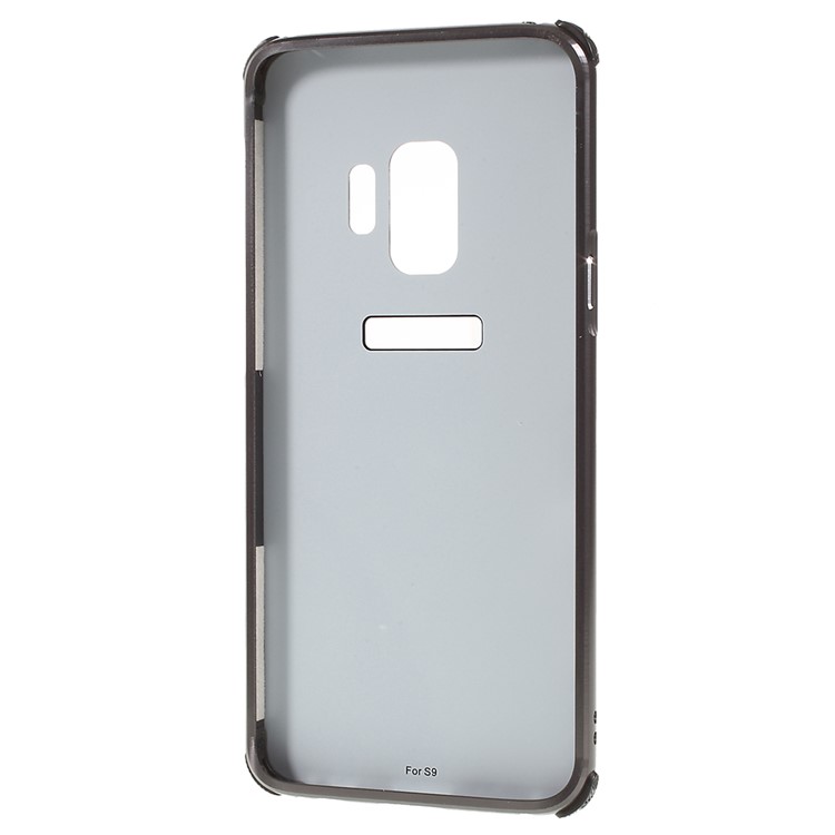 Electroplated Metal Bumper + Carbon Fiber Texture PC Back Panel Slide-on Case Cover for Samsung Galaxy S9 SM-G960 - Black-7