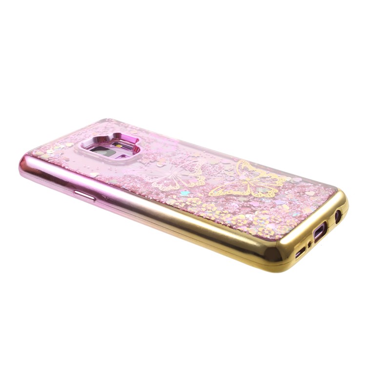 Floating Glitter Powder Quicksand Electroplated TPU Case for Samsung Galaxy S9 SM-G960 - Butterflies-4