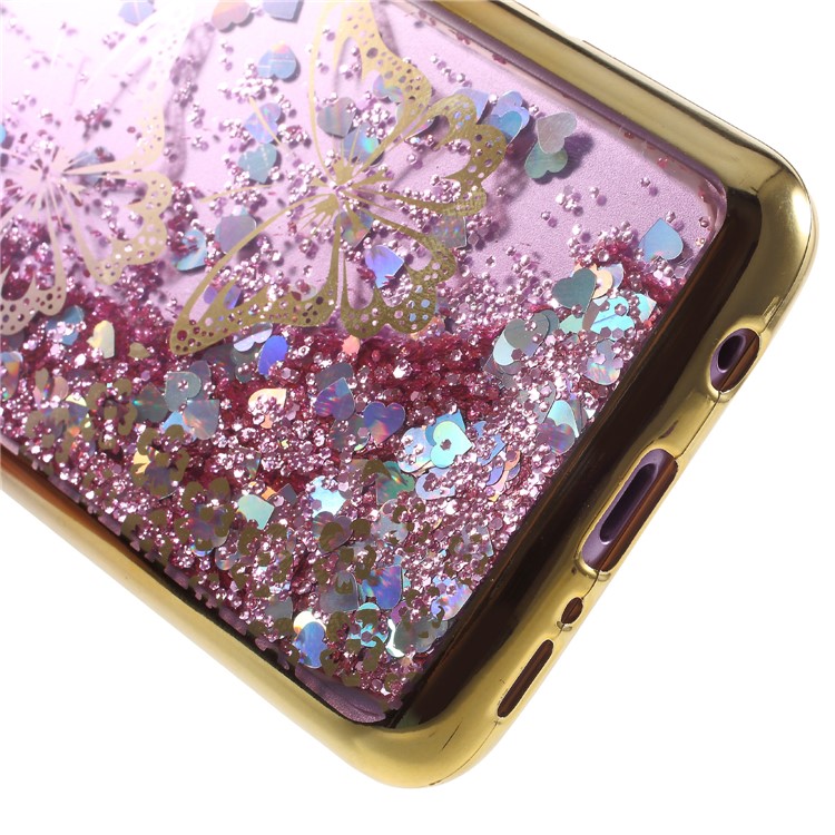 Floating Glitter Powder Quicksand Electroplated TPU Case for Samsung Galaxy S9 SM-G960 - Butterflies-5