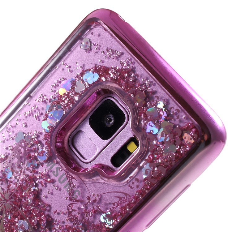 Floating Glitter Powder Quicksand Electroplated TPU Case for Samsung Galaxy S9 SM-G960 - Butterflies-6