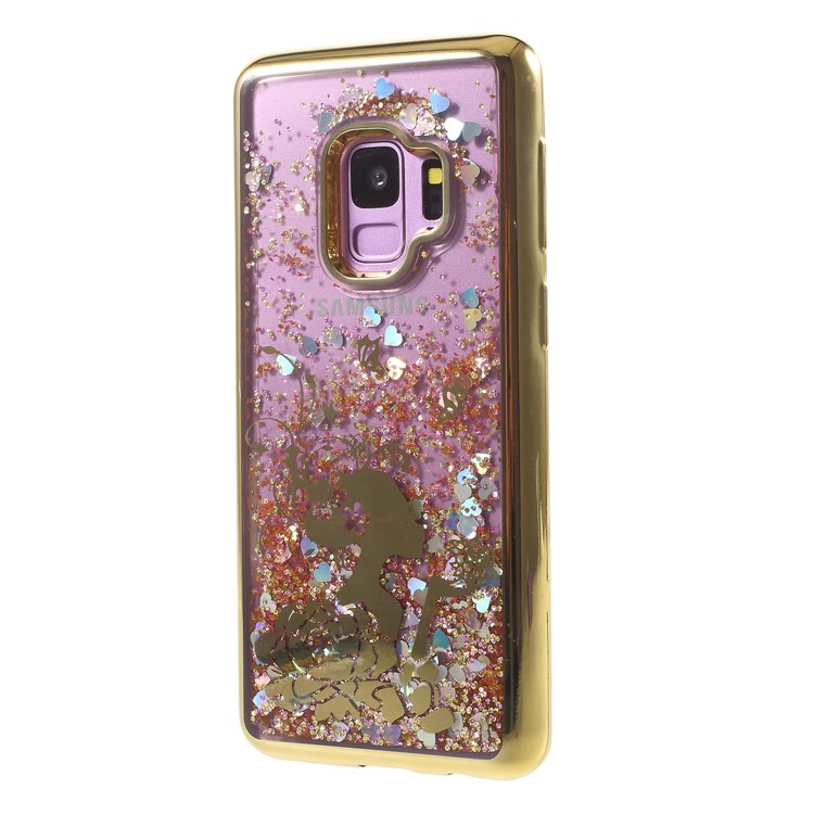 Floating Glitter Powder Quicksand Electroplated TPU Mobile Phone Casing for Samsung Galaxy S9 SM-G960 - Butterfly Flower Girl-3