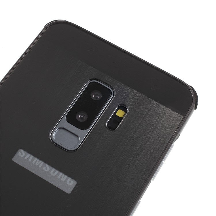 Slide-on Drop-proof Brushed PC Plate + Metal Bumper Hybrid Case for Samsung Galaxy S9+ SM-G965 - Black-3