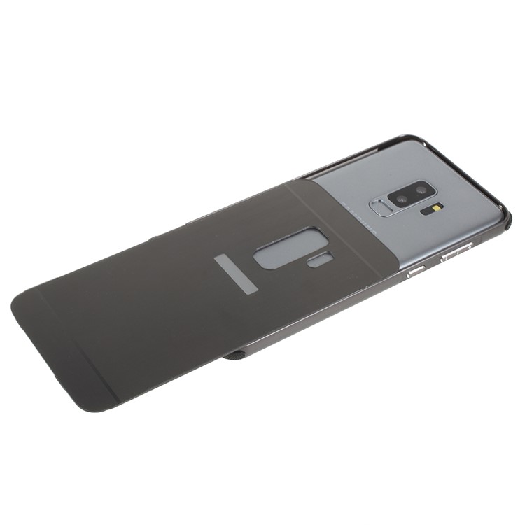 Slide-on Drop-proof Brushed PC Plate + Metal Bumper Hybrid Case for Samsung Galaxy S9+ SM-G965 - Black-5