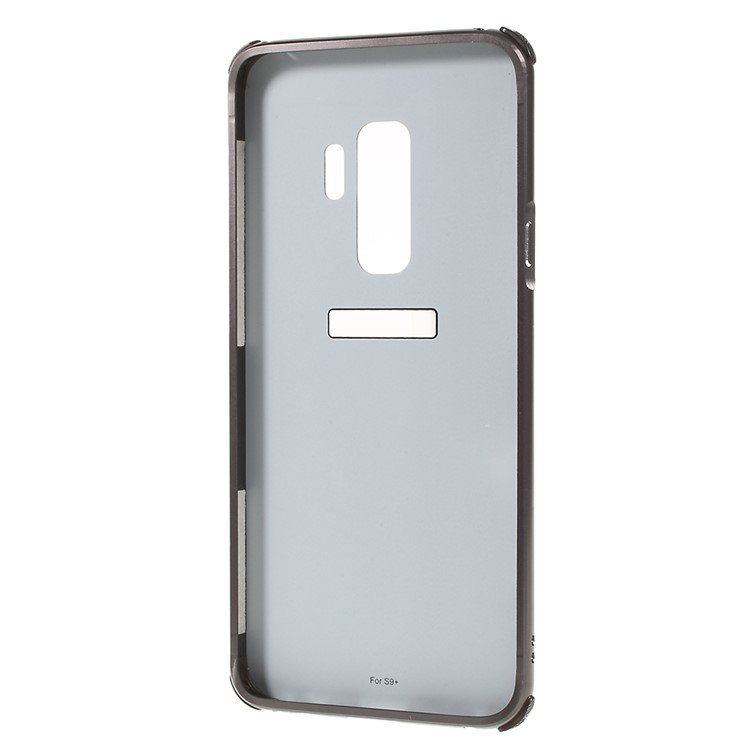 Slide-on Drop-proof Brushed PC Plate + Metal Bumper Hybrid Case for Samsung Galaxy S9+ SM-G965 - Black-7