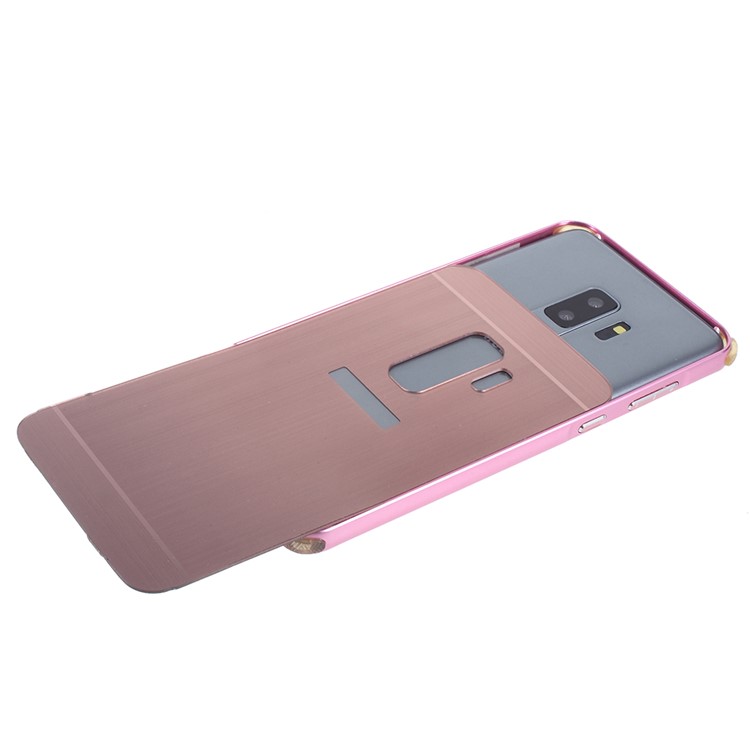 Slide-on Drop-proof Brushed PC Plate + Metal Bumper Hybrid Shell for Samsung Galaxy S9 Plus SM-G965 - Rose Gold-4