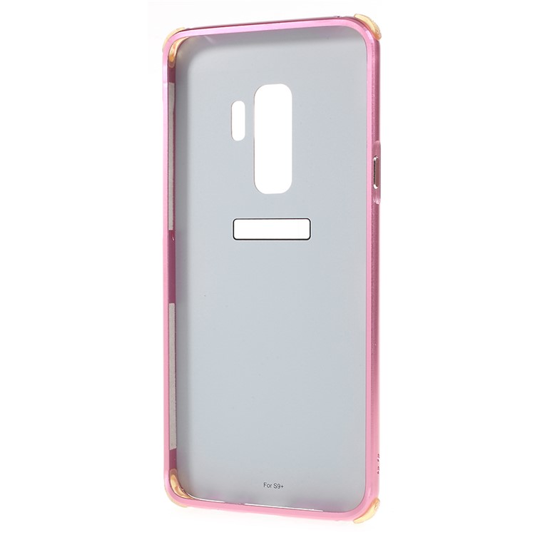 Slide-on Drop-proof Brushed PC Plate + Metal Bumper Hybrid Shell for Samsung Galaxy S9 Plus SM-G965 - Rose Gold-5