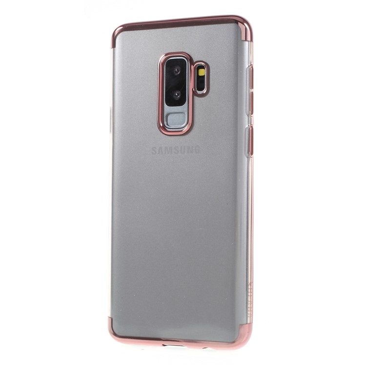 SULADA Crystal Clear Plated TPU Phone Shell Case for Samsung Galaxy S9+ SM-G965 - Rose Gold-3
