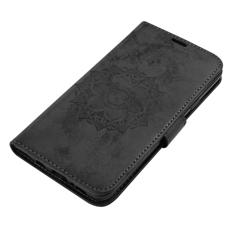 Imprint Mandala Flower Stand Wallet Leather Case for Samsung Galaxy S9+ SM-G965 - Black-4