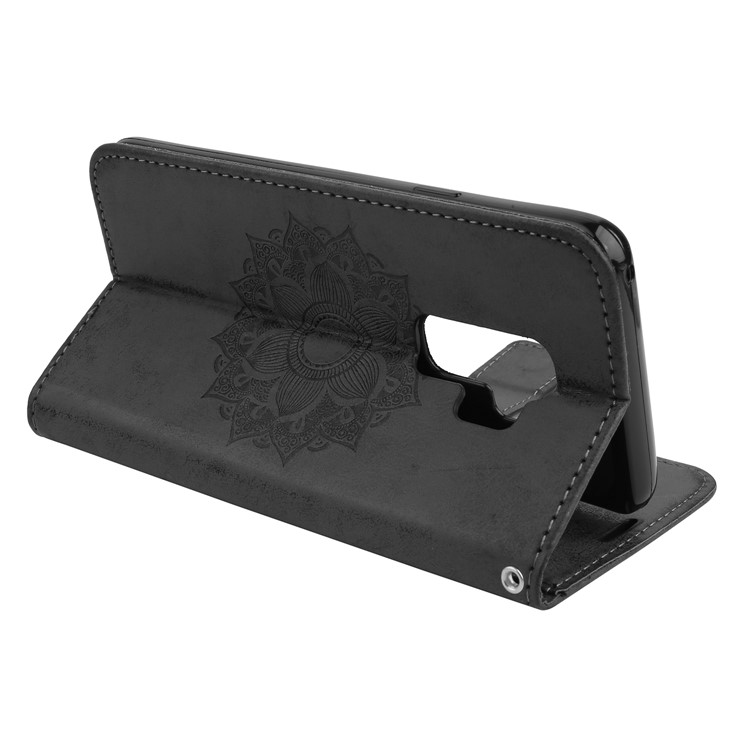 Imprint Mandala Flower Stand Wallet Leather Case for Samsung Galaxy S9+ SM-G965 - Black-6