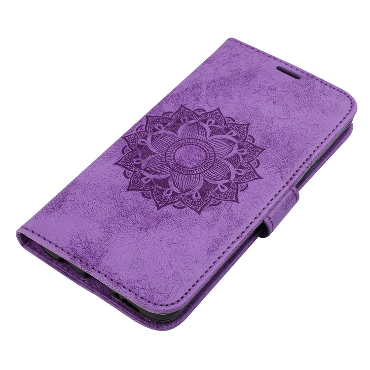 Imprint Mandala Flower Stand Wallet Leather Mobile Phone Case for Samsung Galaxy S9+ SM-G965 - Purple-4