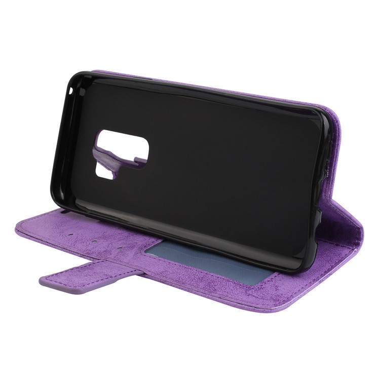 Imprint Mandala Flower Stand Wallet Leather Mobile Phone Case for Samsung Galaxy S9+ SM-G965 - Purple-5