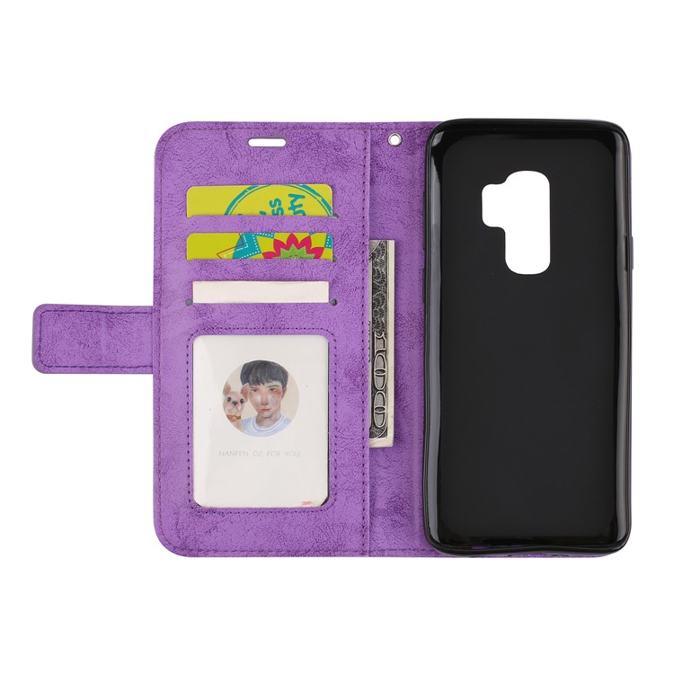 Imprint Mandala Flower Stand Wallet Leather Mobile Phone Case for Samsung Galaxy S9+ SM-G965 - Purple-7