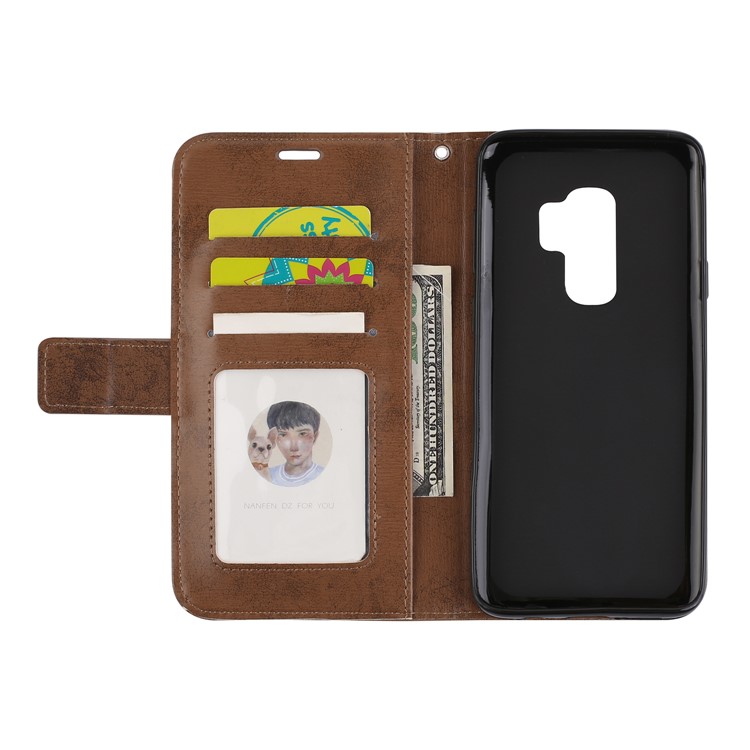 Imprint Mandala Flower Stand Wallet Leather Cell Phone Case for Samsung Galaxy S9+ SM-G965 - Brown-7