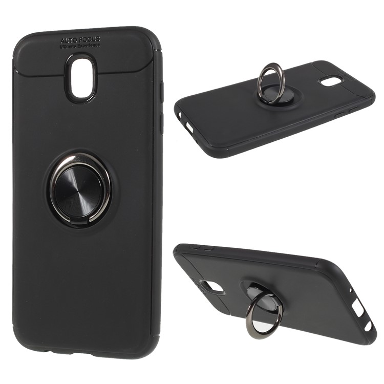 Finger Ring Kickstand TPU Back Case for Samsung Galaxy J5 (2017) EU Version / J5 Pro (2017) (Built-in Metal Sheet) - Black-1