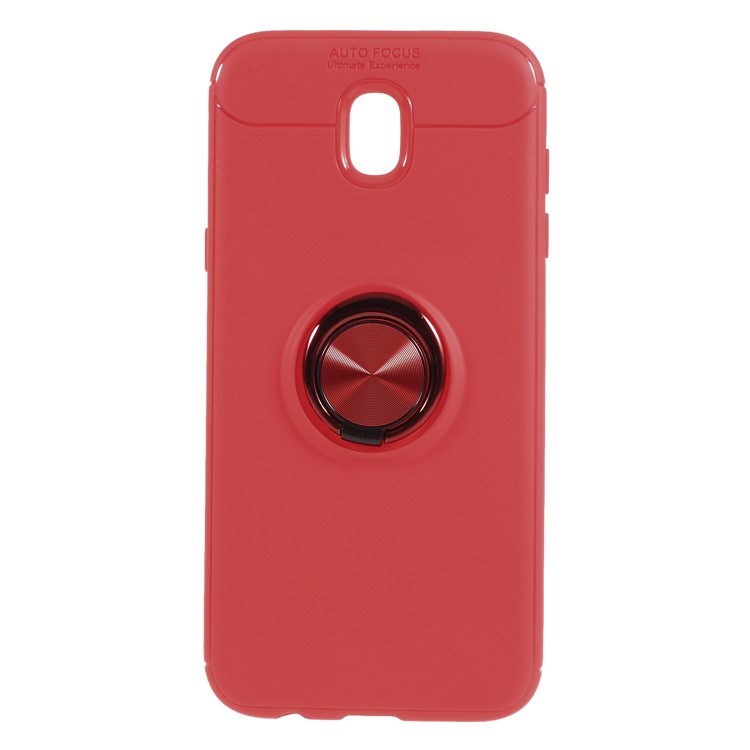 Finger Ring Kickstand TPU Cover for Samsung Galaxy J7 (2017) EU Version / J7 Pro (2017) (Built-in Metal Sheet) - Red-1