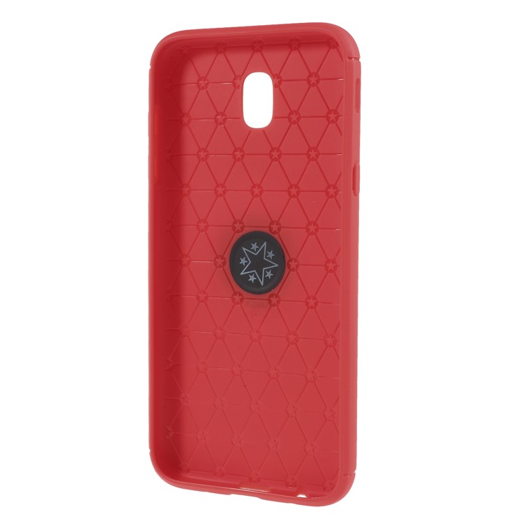 Finger Ring Kickstand TPU Cover for Samsung Galaxy J7 (2017) EU Version / J7 Pro (2017) (Built-in Metal Sheet) - Red-3