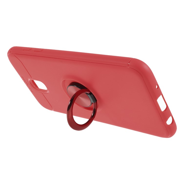 Finger Ring Kickstand TPU Cover for Samsung Galaxy J7 (2017) EU Version / J7 Pro (2017) (Built-in Metal Sheet) - Red-4