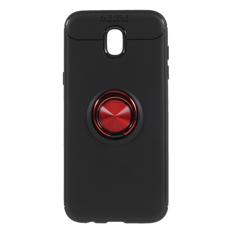 Finger Ring Kickstand TPU Shell for Samsung Galaxy J7 (2017) EU Version / J7 Pro (2017) (Built-in Metal Sheet) - Black + Red-1