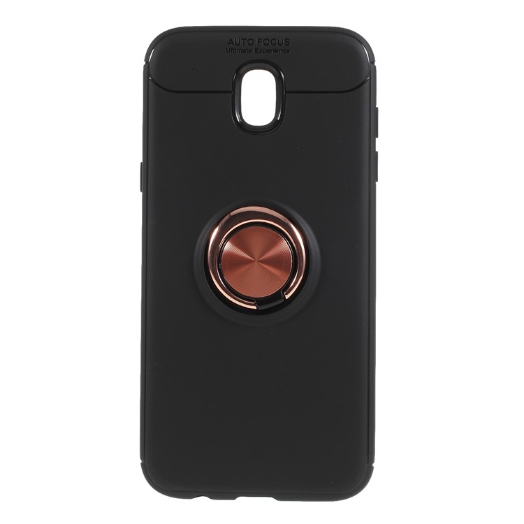 Finger Ring Kickstand TPU Back Case Built-in Metal Sheet for Samsung Galaxy J7 (2017) EU Version / J7 Pro (2017) - Black + Rose Gold-1