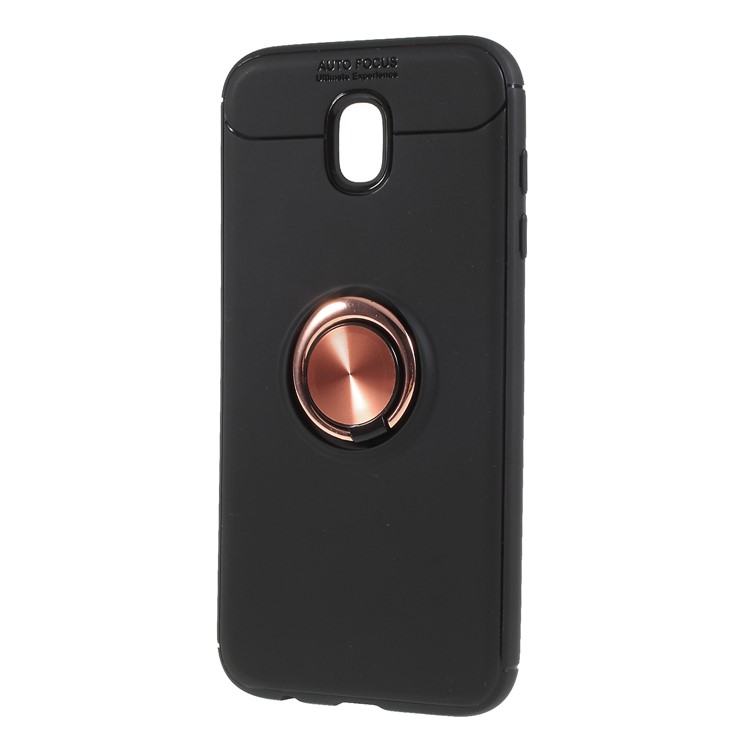 Finger Ring Kickstand TPU Back Case Built-in Metal Sheet for Samsung Galaxy J7 (2017) EU Version / J7 Pro (2017) - Black + Rose Gold-2