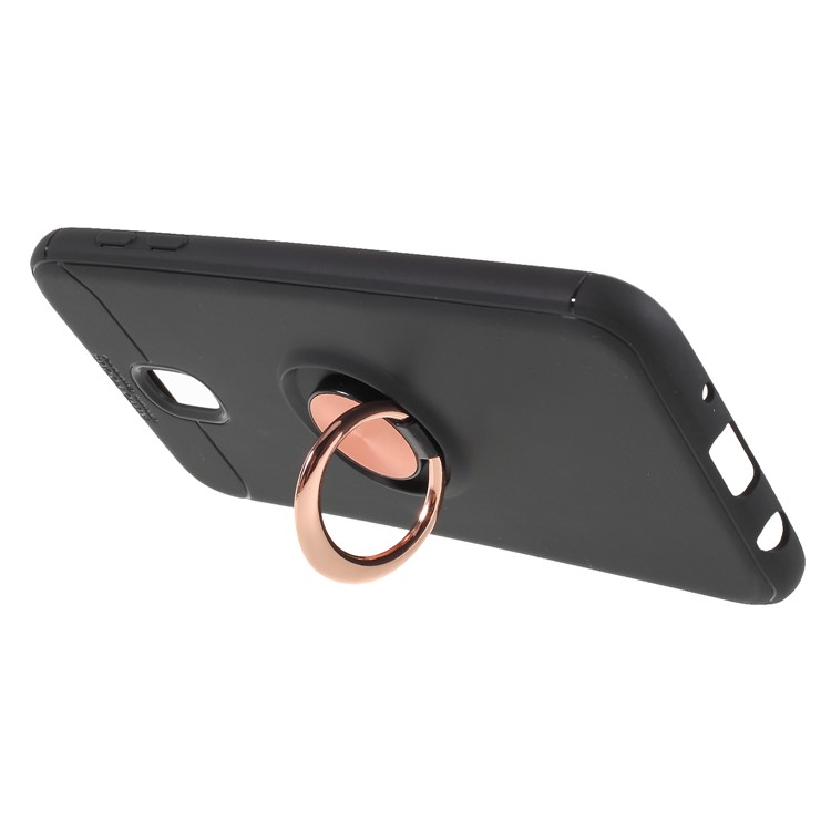 Finger Ring Kickstand TPU Back Case Built-in Metal Sheet for Samsung Galaxy J7 (2017) EU Version / J7 Pro (2017) - Black + Rose Gold-3