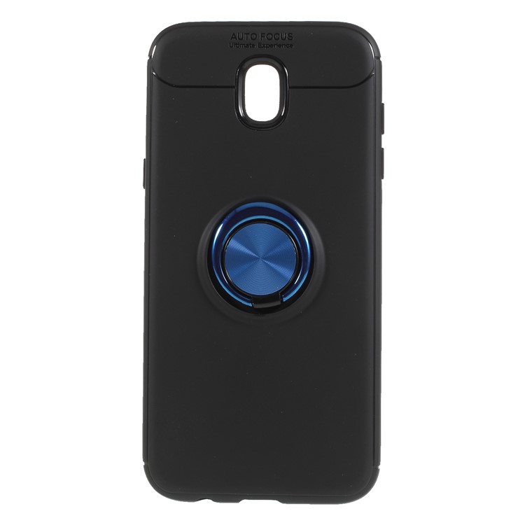 Finger Ring Kickstand TPU Cell Phone Cover Built-in Metal Sheet for Samsung Galaxy J7 (2017) EU Version / J7 Pro (2017) - Black + Blue-1
