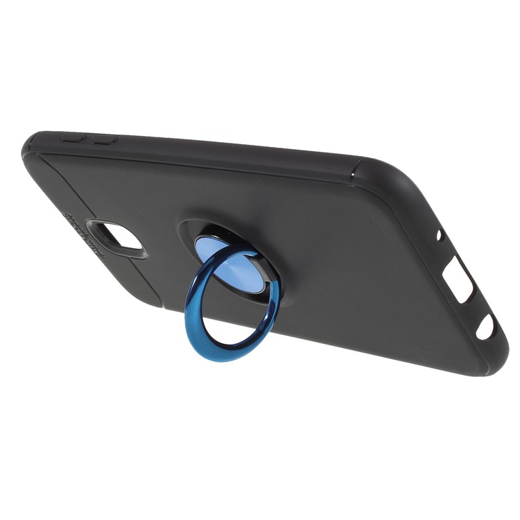Finger Ring Kickstand TPU Cell Phone Cover Built-in Metal Sheet for Samsung Galaxy J7 (2017) EU Version / J7 Pro (2017) - Black + Blue-3