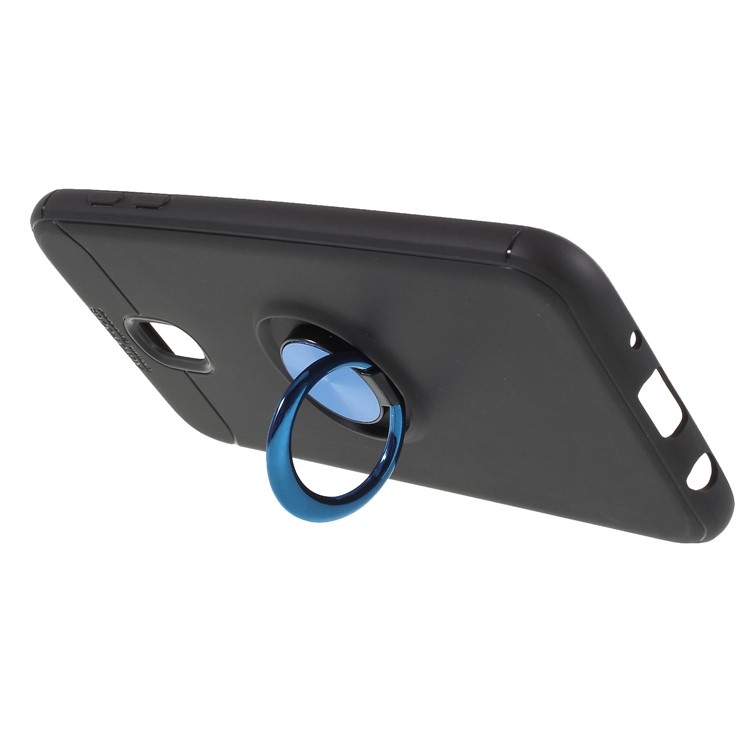 Cubierta de Teléfono Celular de Kickstand TPU de la Tapa Del Anillo Finger Hoja de Metal Incorporada Para Samsung Galaxy J7 (2017) Versión de la ue / J7 Pro (2017) - Negro + Azul-3