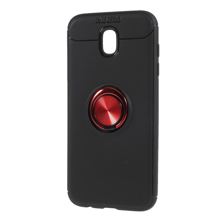 Finger Ring Kickstand TPU Phone Case for Samsung Galaxy J3 (2017) EU Version / J3 Pro (2017) (Built-in Metal Sheet) - Black / Red-2